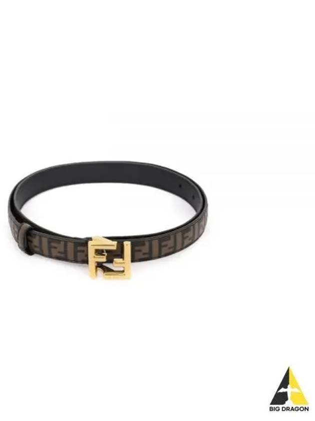 FF Square Stud Buckle Leather Belt Brown - FENDI - BALAAN 2