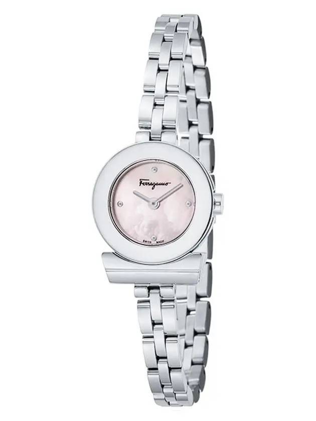 Gancini Pink Pearl Dial Watch Silver - SALVATORE FERRAGAMO - BALAAN 1