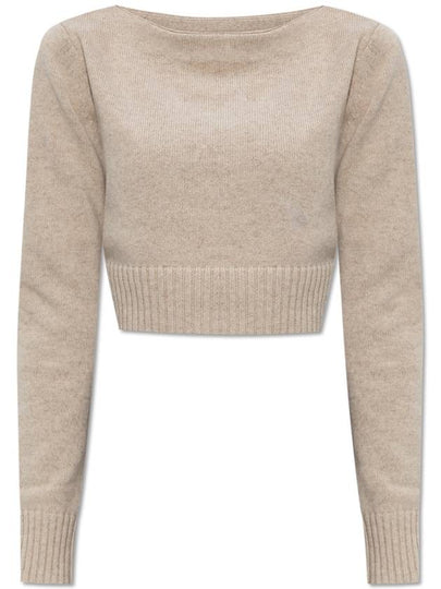 Angry Wool Cashmere Crop Knit Top Beige - MAX MARA - BALAAN 2