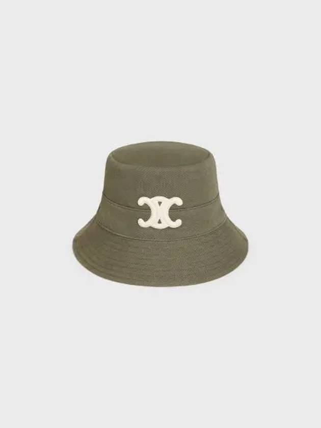 Triomphe Cotton Gabardine Bucket Hat Khaki - CELINE - BALAAN 2