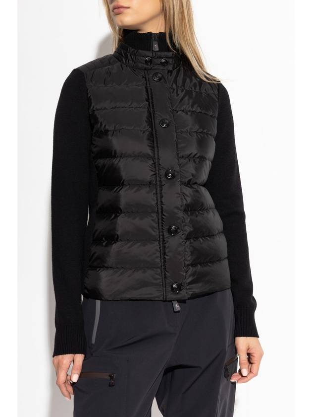 Padded Wool Cardigan Black - MONCLER - BALAAN 4