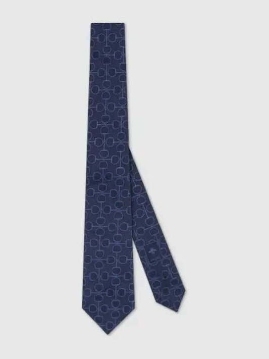 Horsebit Silk Jacquard Tie Blue - GUCCI - BALAAN 2