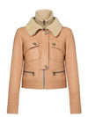 Shearling Collar Leather Jacket Beige - LOUIS VUITTON - BALAAN 2