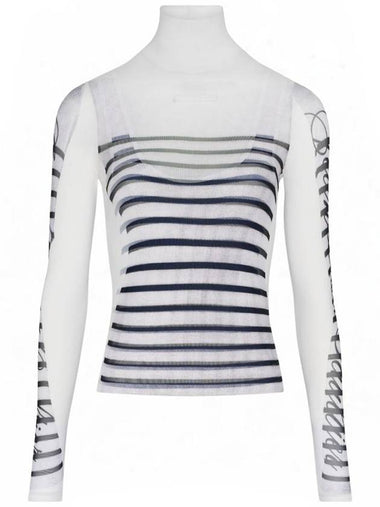 Jean Paul Gaultier Spandex And Mesh Longsleeve Top Printed 