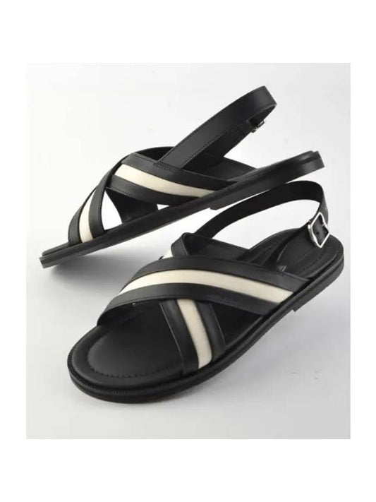 Crossover Strap Leather Sandals Black - BALLY - BALAAN 1