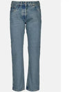 5 Pocket Organic Denim Cotton Straight Jeans Mid Blue - PRADA - BALAAN 3