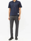 Side Slit Three Stripe Tab Short Sleeve Polo Shirt Navy - THOM BROWNE - BALAAN 3