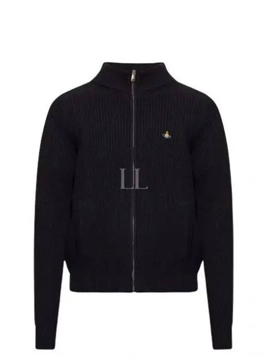 Embroidery Logo Zipper Cardigan Black - VIVIENNE WESTWOOD - BALAAN 2