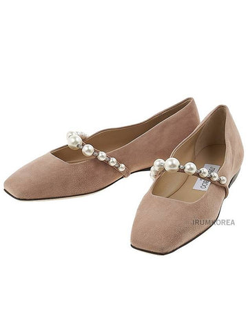 Women s Ade Suede Flat Shoes SZR BALLET PINK WHITE - JIMMY CHOO - BALAAN 1