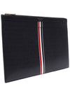 Pebble Grain Three Stripes Medium Clutch Bag Black - THOM BROWNE - BALAAN 4