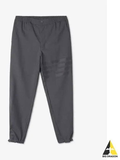 Plain Weave 4-Bar Elastic Waist Track Pants Dark Grey - THOM BROWNE - BALAAN 2