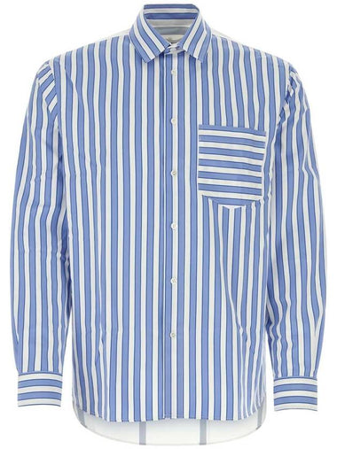 Striped Classic Fit Long Sleeve Shirt White Blue - JW ANDERSON - BALAAN 1