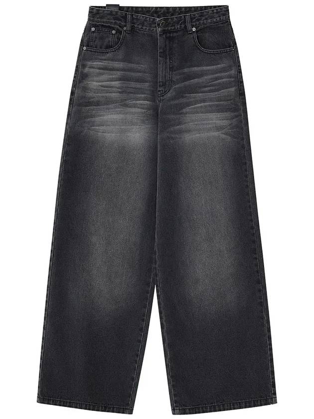 Black Cat Washing Wide Jeans Pants Black - NOIRER - BALAAN 4