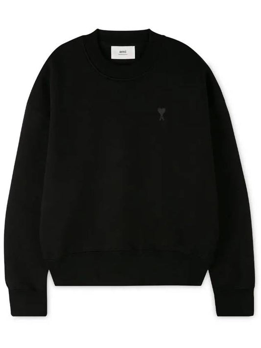 Heart Logo Tone On Tone Sweatshirt Black - AMI - BALAAN 2