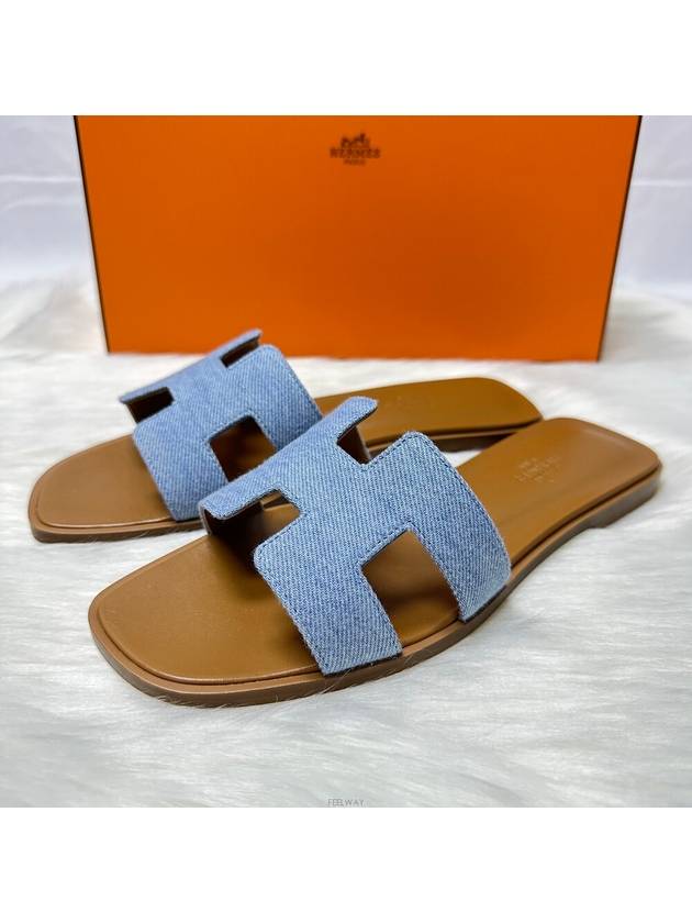 Oran Denim Women Sandals Slippers - HERMES - BALAAN 2