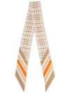 Check Print Silk Skinny Scarf White Carrot Orange - BURBERRY - BALAAN 2