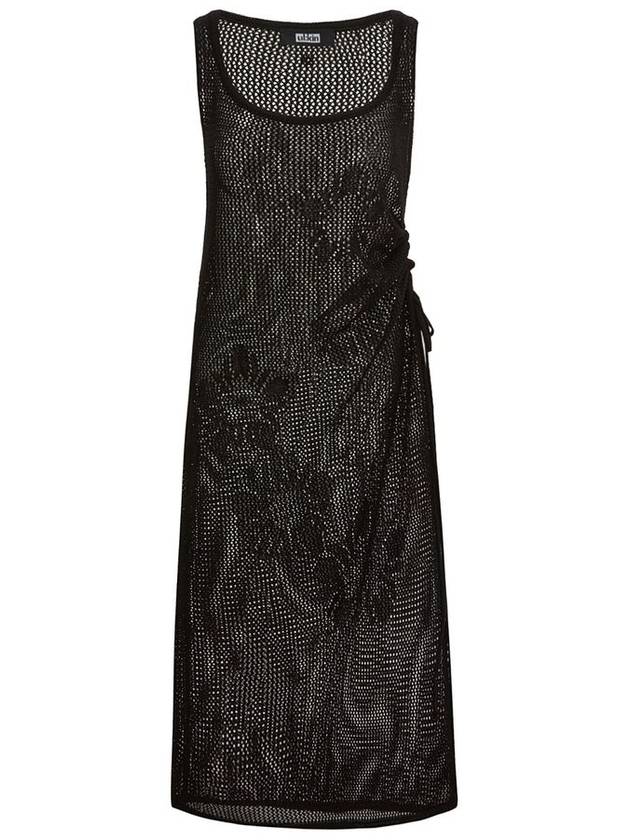 Runway Mugung Crochet Knit Layered Long Dress Black - ULKIN - BALAAN 1