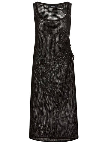 Runway Mugung Crochet Knit Layered Long Dress Black - ULKIN - BALAAN 1