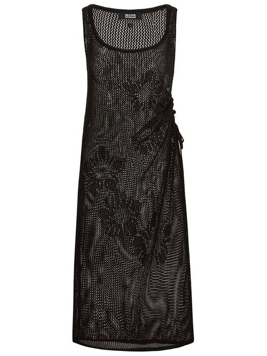 Runway Mugung Crochet Knit Layered Long Dress Black - ULKIN - BALAAN 2