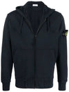 Men's Wappen Patch Fleece Zip Up Hoodie Avio Blue - STONE ISLAND - BALAAN 2