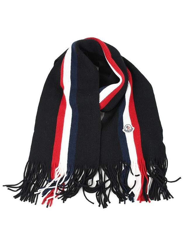 Tricolor Wool Muffler Black - MONCLER - BALAAN 2