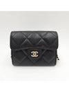 Classic Chain Card Wallet Caviar Mini Bag Black Gold AP0238 - CHANEL - BALAAN 1