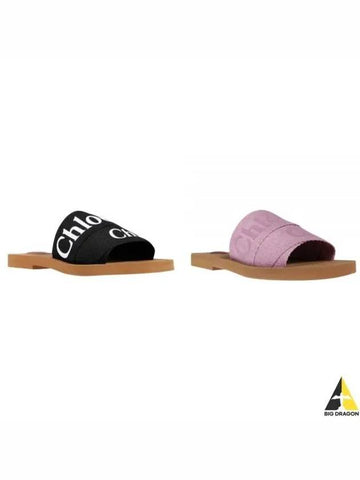 Chloe Women s Woody Logo Slide Slippers Blackpink CHC22U188Z3 - CHLOE - BALAAN 1