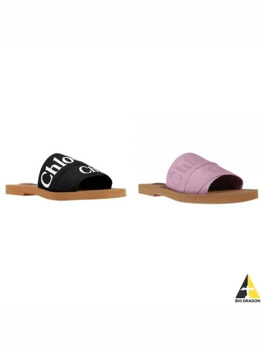 Chloe Women s Woody Logo Slide Slippers Blackpink CHC22U188Z3 - CHLOE - BALAAN 1