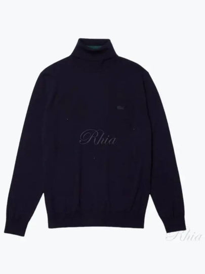 Logo Patch Merino Wool Turtleneck Navy - LACOSTE - BALAAN 2