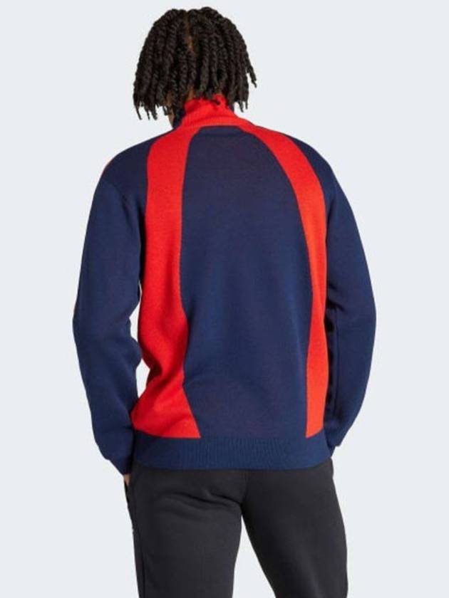 Logo Quarter Zip Jumper Knit Top Navy Red - ADIDAS - BALAAN 3