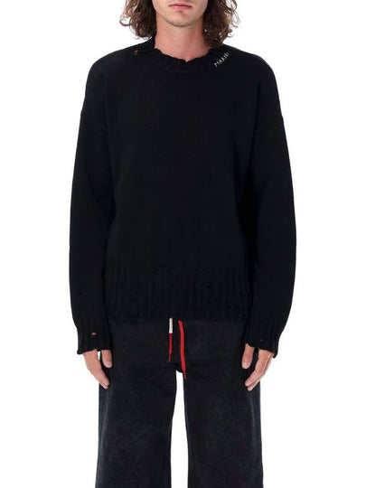 Embroided Logo Distressed Knit Top Black - MARNI - BALAAN 2