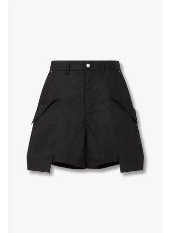 MEN WIDE COTTON CARGO SHORTS BLACK - RICK OWENS - BALAAN 1