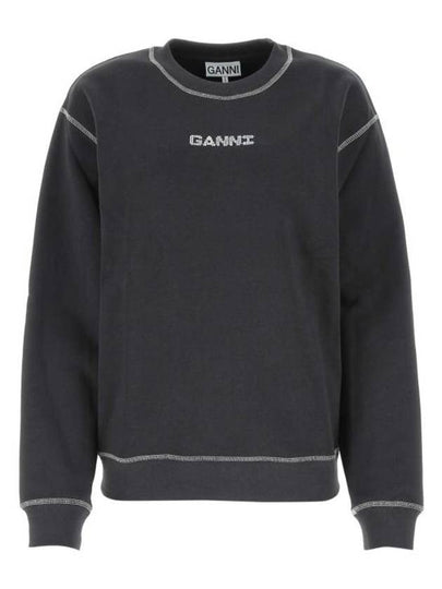 Isoli Logo Relaxed Cotton Sweatshirt Phantom - GANNI - BALAAN 2