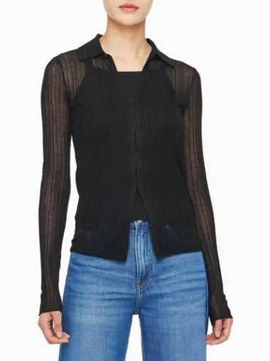 JEANS Women s Black 2 IN 1 Polo Cardigan J223903 BEH - CALVIN KLEIN - BALAAN 1