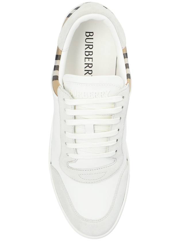 Check Leather Suede Sneakers Natural White Archive Beige - BURBERRY - BALAAN 7