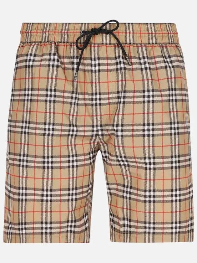 Men's Small Scale Check Drawstring Swim Shorts Beige - BURBERRY - BALAAN 3