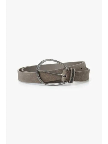 Women s Monili Loop Ring Buckle Suede Belt Dark Gray - BRUNELLO CUCINELLI - BALAAN 1