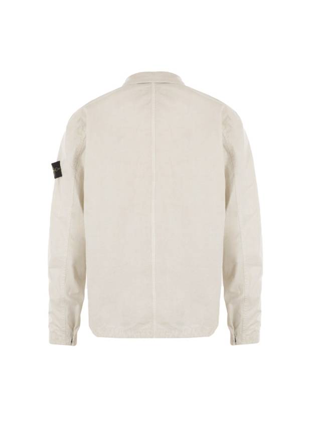 Brushed Organic Cotton Overshirt Jacket White - STONE ISLAND - BALAAN 3