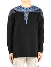 Icon Wings Graphic Print Long Sleeve T-Shirt Blue Black - MARCELO BURLON - BALAAN 2