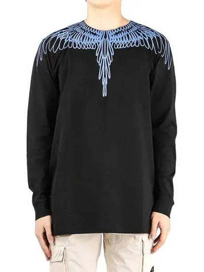 Icon Wings Graphic Print Long Sleeve T-Shirt Blue Black - MARCELO BURLON - BALAAN 2