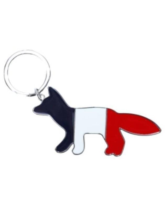 Tricolor Fox Metal Key Holder Silver - MAISON KITSUNE - BALAAN.