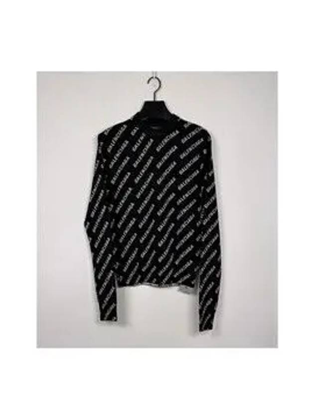 All-Over Mini Logo Wool Knit Top Black - BALENCIAGA - BALAAN 6