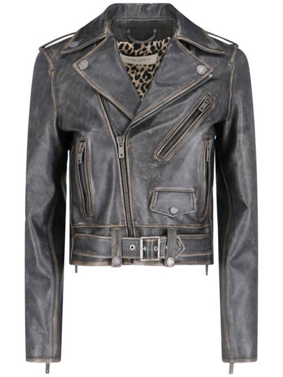 Inner Leopard Biker Jacket Black - GOLDEN GOOSE - BALAAN 2