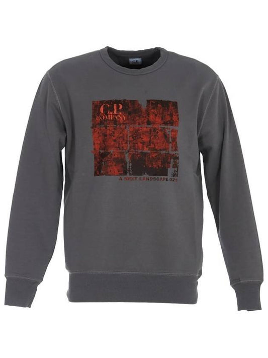 Men's Red Graphic Long Sleeve Sweatshirt Gray - CP COMPANY - BALAAN 1