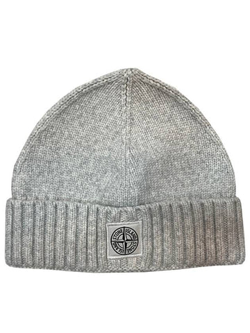 Kids Waffen Logo Patch Cotton Knit Beanie Pearl Melange 7716N04A9 V0M61 - STONE ISLAND - BALAAN 1