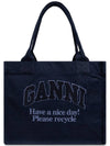 Logo Tote Bag Shoulder Navy Women s - GANNI - BALAAN 1