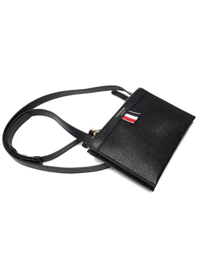 Document Holder Pebble Grain Leather Mini Cross Bag Black - THOM BROWNE - BALAAN 6