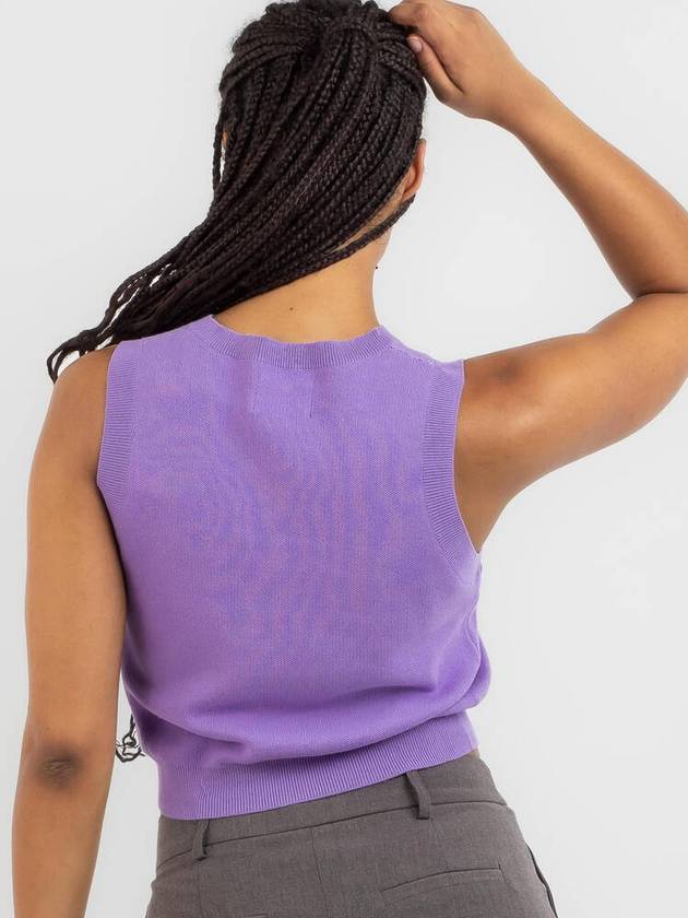 Women's Logo Knit Vest Purple - STUSSY - BALAAN 4