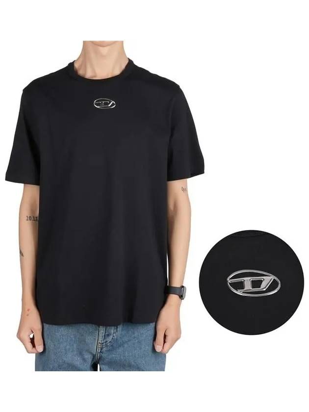 Metallic Logo Short Sleeve T-Shirt Black - DIESEL - BALAAN 2