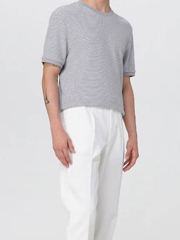 Micro waffle knit t shirt short sleeve gray - THOM BROWNE - BALAAN 6